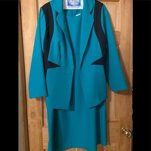 Ladies Teal and Black two piece suit